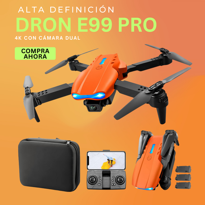 Dron E99 Pro 🚁: Dron con cámara dual 4K 📸, vuelo de trayectoria ✈️, evitación de obstáculos 🚧 y control de gestos ✋, despegue/aterrizaje con una tecla 🛫🛬.